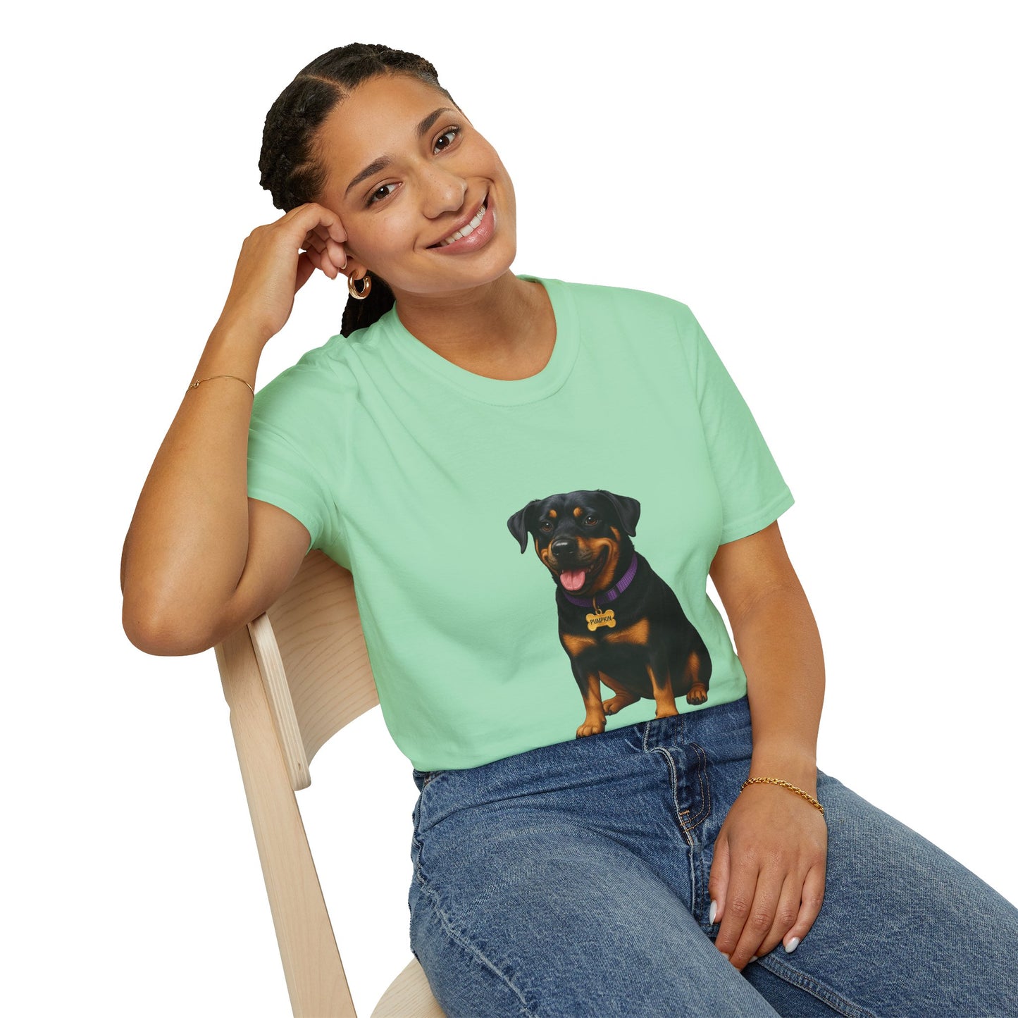 Dog Lover Unisex T-Shirt featuring Lab and Rottweiler Mix 'Pumpkin' by Too Cute Pets