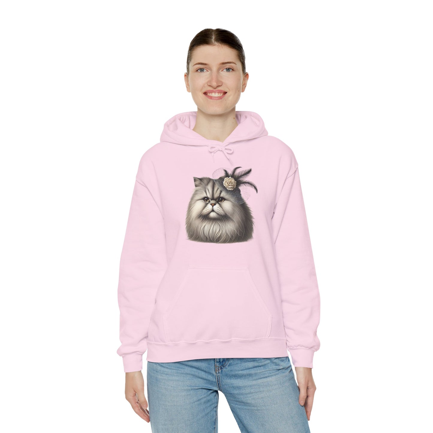 Persian Cat Wearing A Flower Fascinator - Adult Hoodie - Too Cute Pets