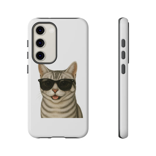 American Shorthair Silver Tabby Wearing Sunglasses - Tough Phone Case