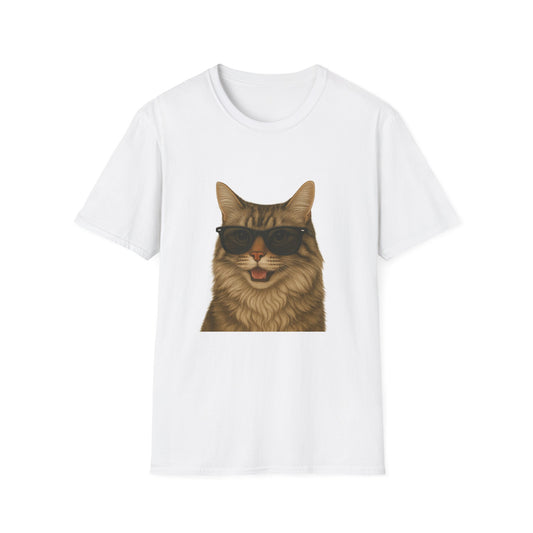 Siberian Cat Wearing Sunglasses - Adult T-Shirt
