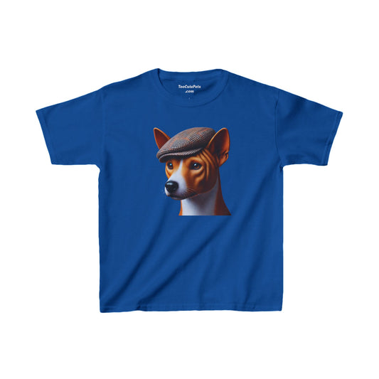 Basenji With Tweed Flat Cap Youth T-Shirt - Too Cute Pets