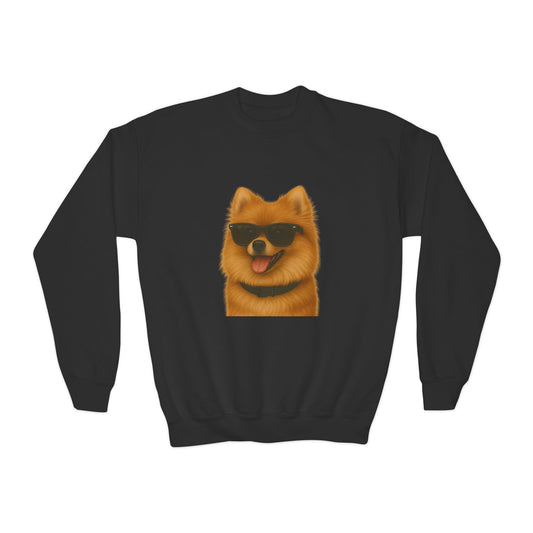 Pomeranian Wearing Sunglasses - Youth Crewneck Sweatshirt