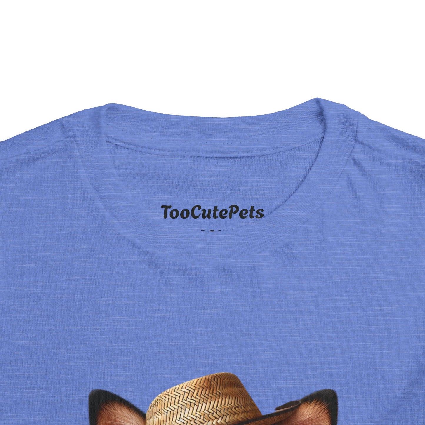 Cattle Dog Puppy Wearing Bandana & Straw Hat Toddler Tee - Too Cute Pets