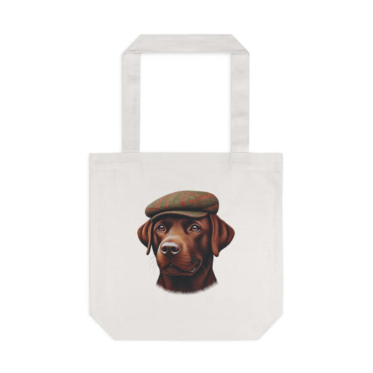 Labrador Wearing a Tweed Flat Cap - Cotton Tote Bag