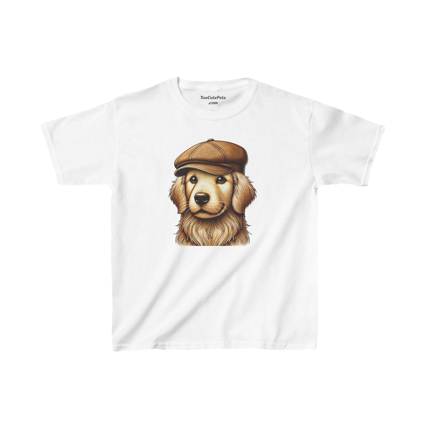 Golden Retriever With Newsboy Hat - Youth T-Shirt - Too Cute Pets