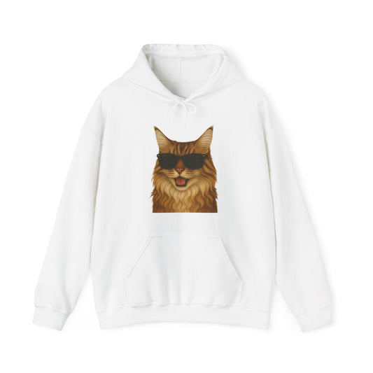 Maine Coon Wearing Sunglasses - Adult Hoodie