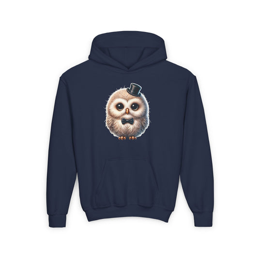 Owl Wearing A Top Hat - Hooded Youth Sweatshirt