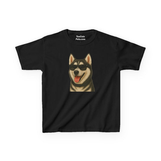 Siberian Husky Wearing Sunglasses - Kids Tee