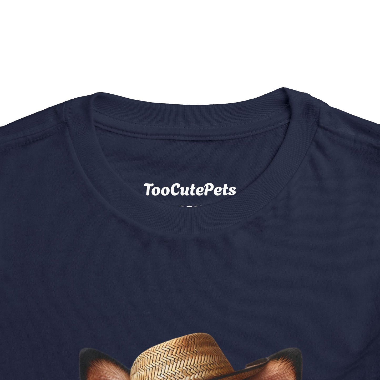 Cattle Dog Puppy Wearing Bandana & Straw Hat Toddler Tee - Too Cute Pets