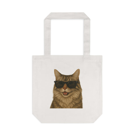Siberian Cat Wearing Sunglasses Cotton Tote Bag