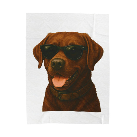 Brown Labrador Retriever Wearing Sunglasses - Sherpa Blanket