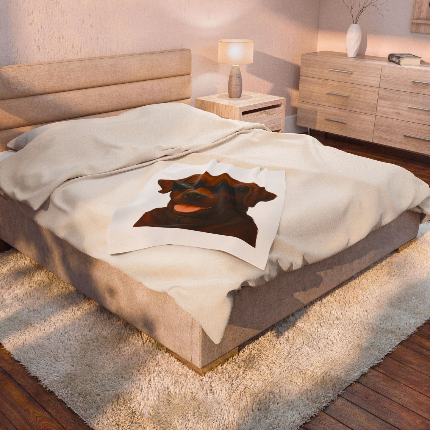 Brown Labrador Retriever Wearing Sunglasses - Sherpa Blanket