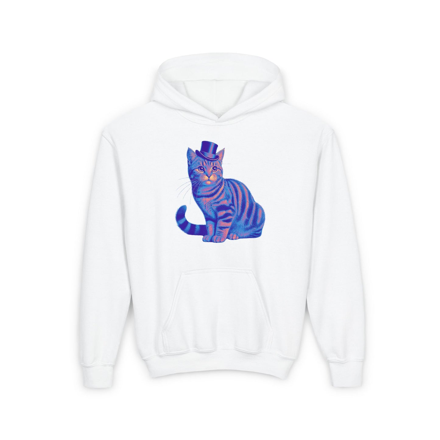Tabby Wearing Top Hat (Multi Color Image) - Youth Hoodie - Too Cute Pets