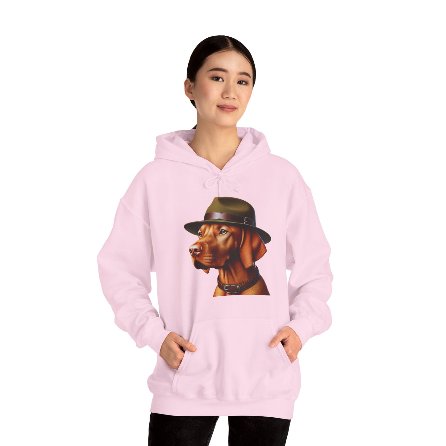 Dashing Vizsla Wearing Campaign Hat - Adult Hoodie - Too Cute Pets