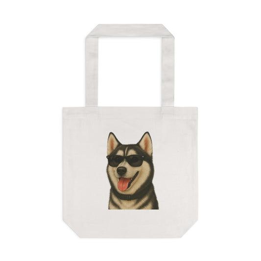 Siberian Husky Wearing Sunglasses Cotton Tote Bag