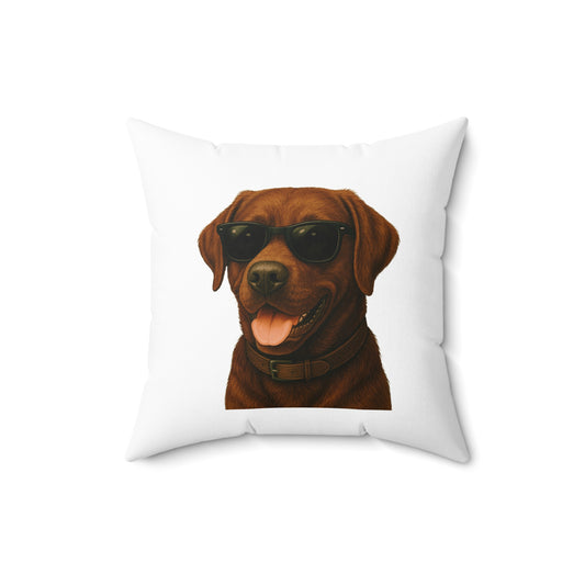 Brown Labrador Retriever Wearing Sunglasses - Throw Pillow