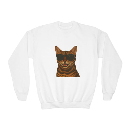 Bengal Cat Wearing Sunglasses - Youth Sweatshirt