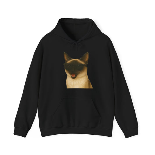 Siamese Cat Wearing Sunglasses - Adult Hoodie
