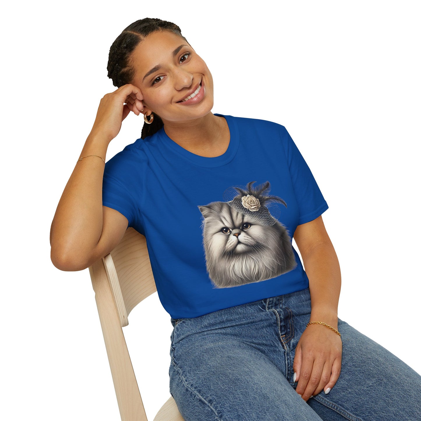 Persian Cat Wearing A Flower Fascinator - Adult T-Shirt -Too Cute Pets