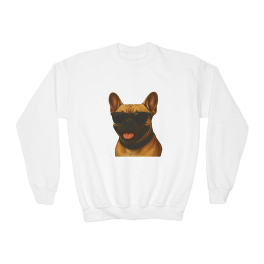 French Bulldog Wearing Sunglasses - Youth Sweatshirt