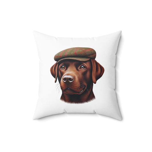 Labrador Wearing a Tweed Flat Cap - Throw Pillow