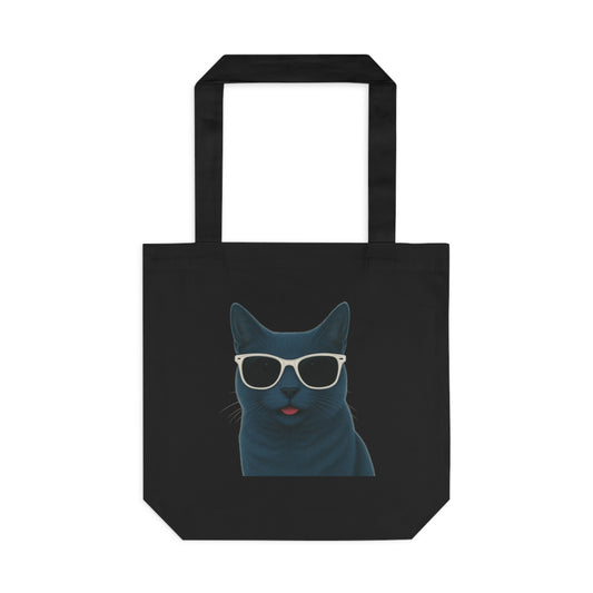 Russian Blue Cat Wearing Sunglasses Cotton Tote Bag