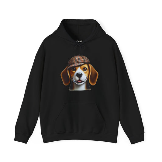 Smiling Beagle Wearing Deerstalker Hat - Adult Hoodie