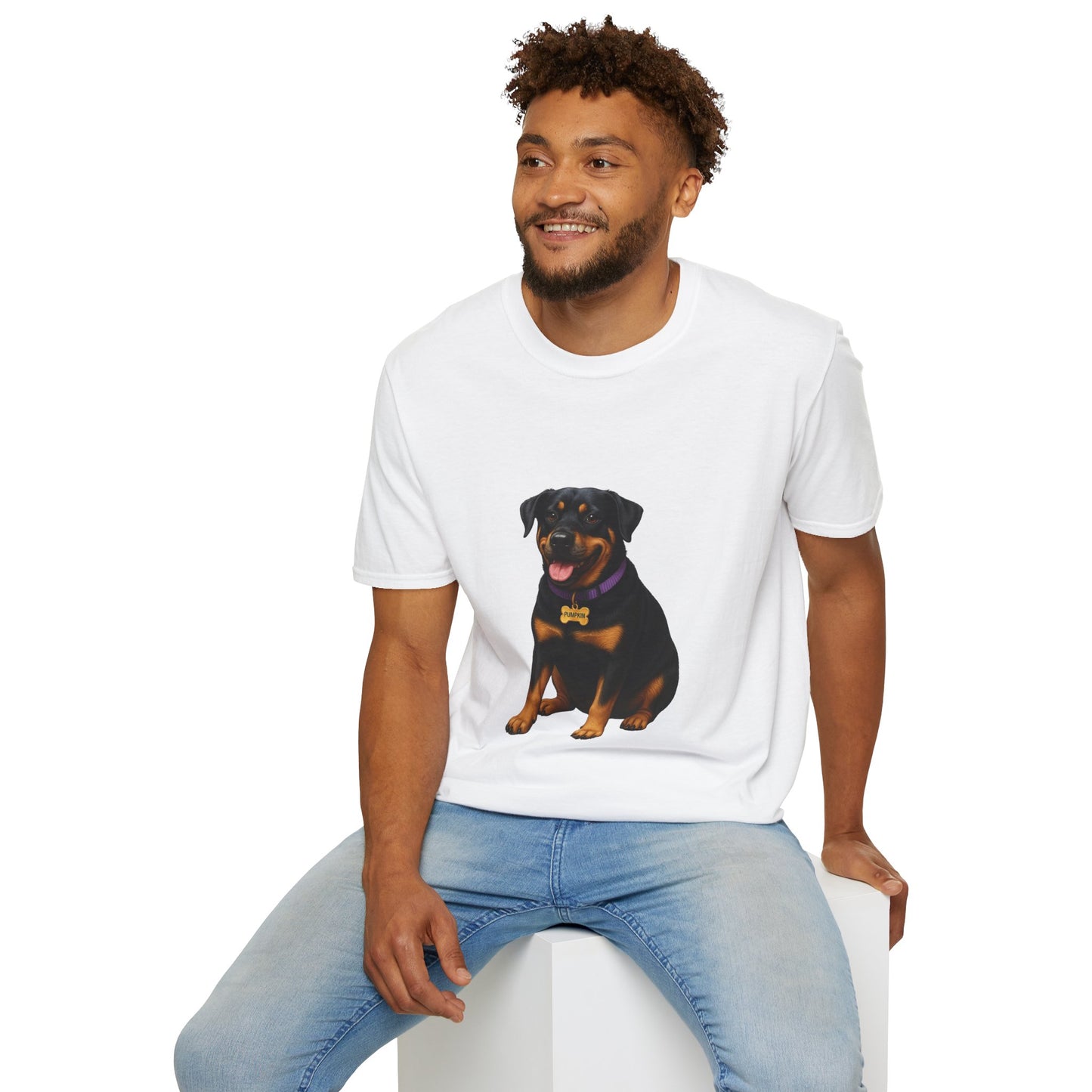Dog Lover Unisex T-Shirt featuring Lab and Rottweiler Mix 'Pumpkin' by Too Cute Pets
