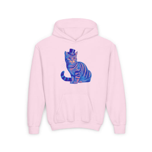 Tabby Wearing Top Hat (Multi Color Image) - Youth Hoodie
