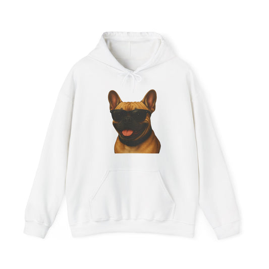 French Bulldog Wearing Sunglasses - Adult Hoodie