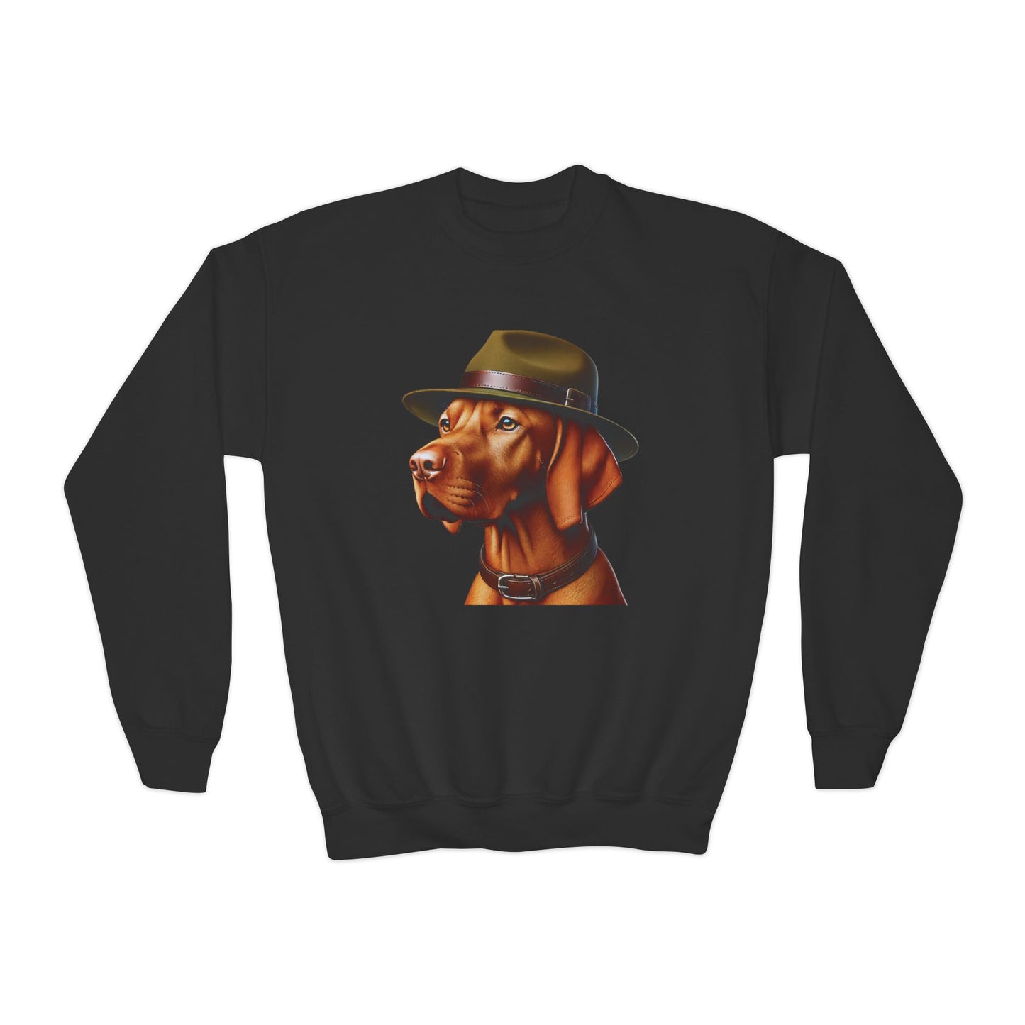 Vizsla Wearing Campaign Hat - Youth Sweatshirt - Too Cute Pets