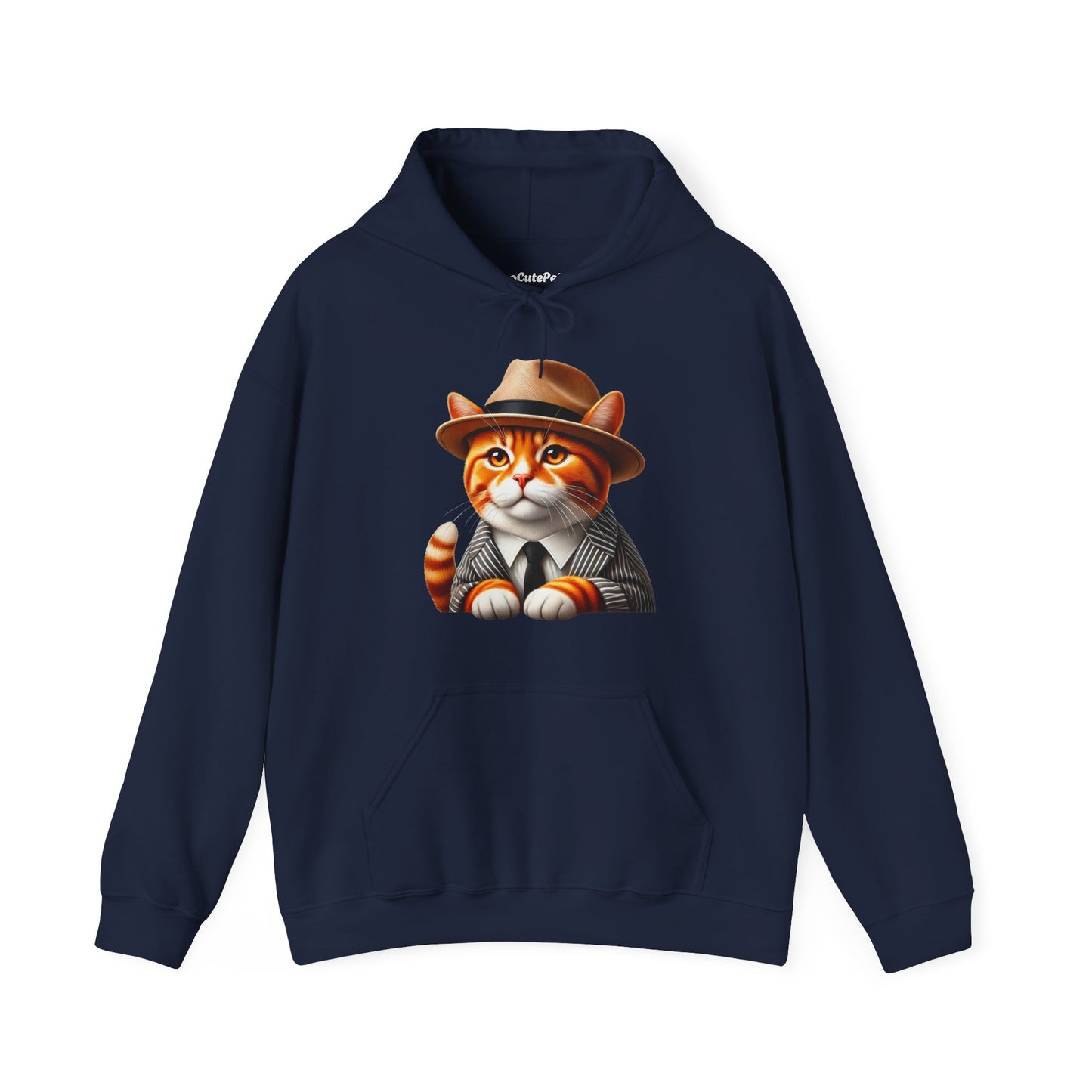 Tabby Cat in Fedora & Suit – Adult Unisex Hoodie