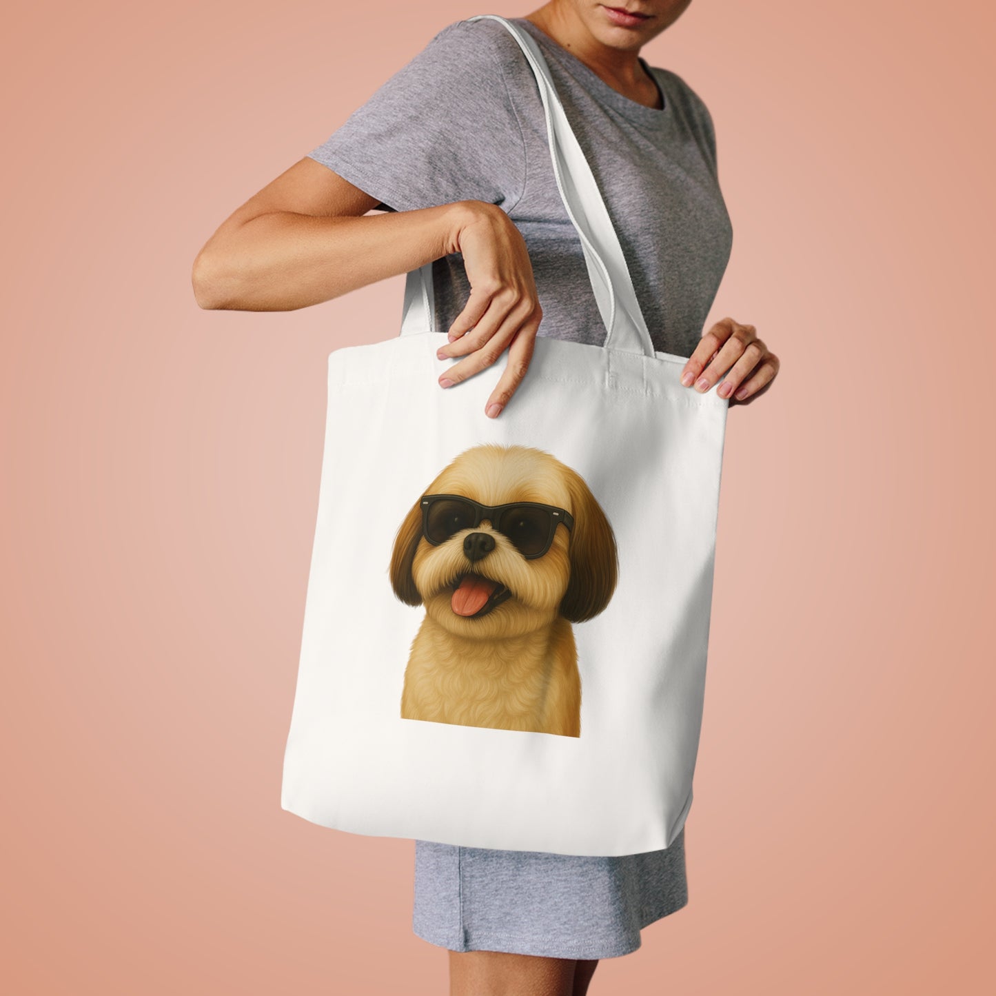 Shih Tzu Wearing Sunglasses Cotton Tote Bag