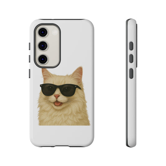 Cream Longhair Cat Wearing Sunglasses - Tough Phone Case