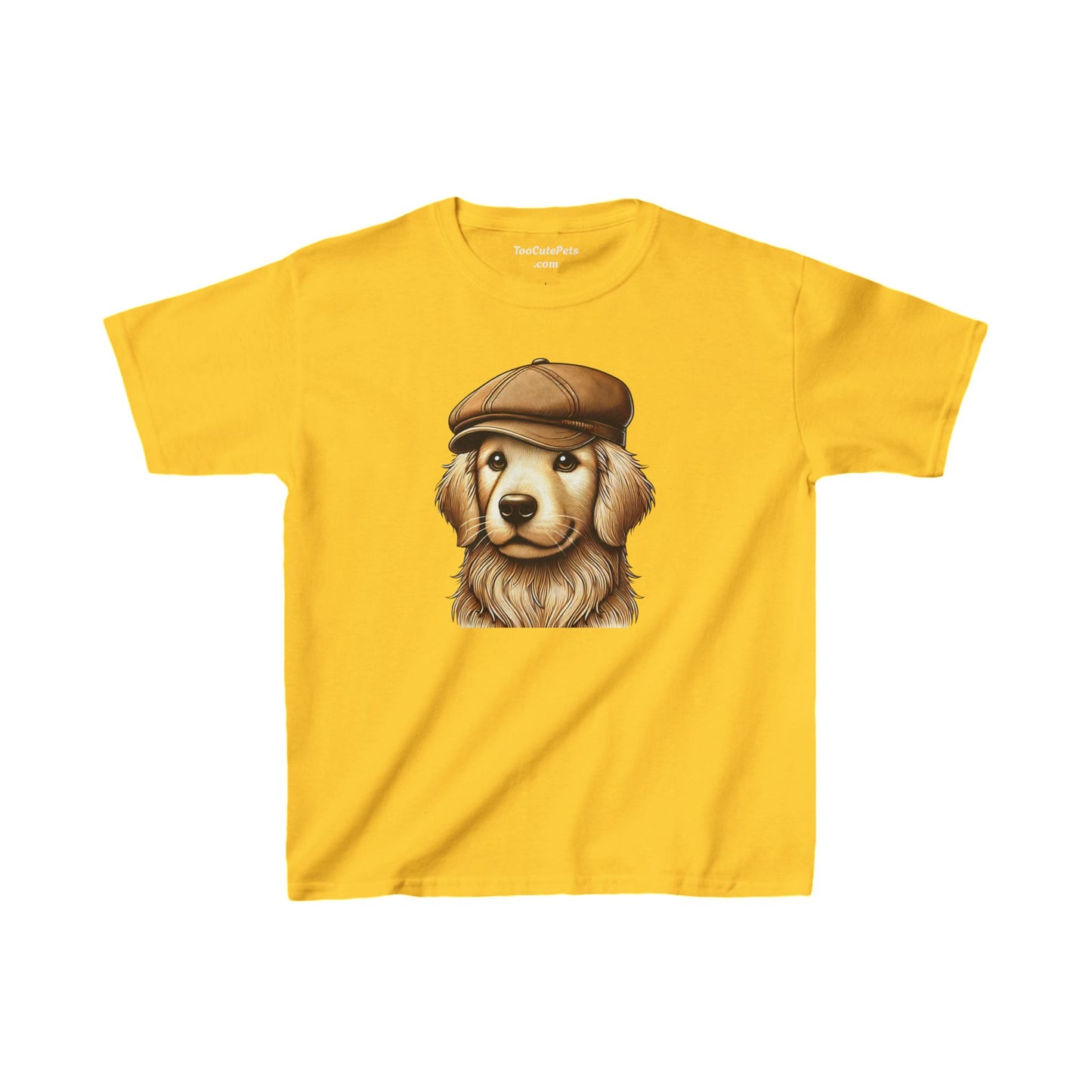 Golden Retriever With Newsboy Hat - Youth T-Shirt - Too Cute Pets
