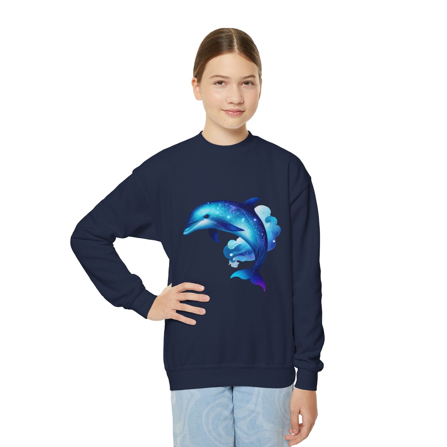 Neptune The Dolphin Youth Crewneck Sweatshirt - Comfy and Cute Style for Kids