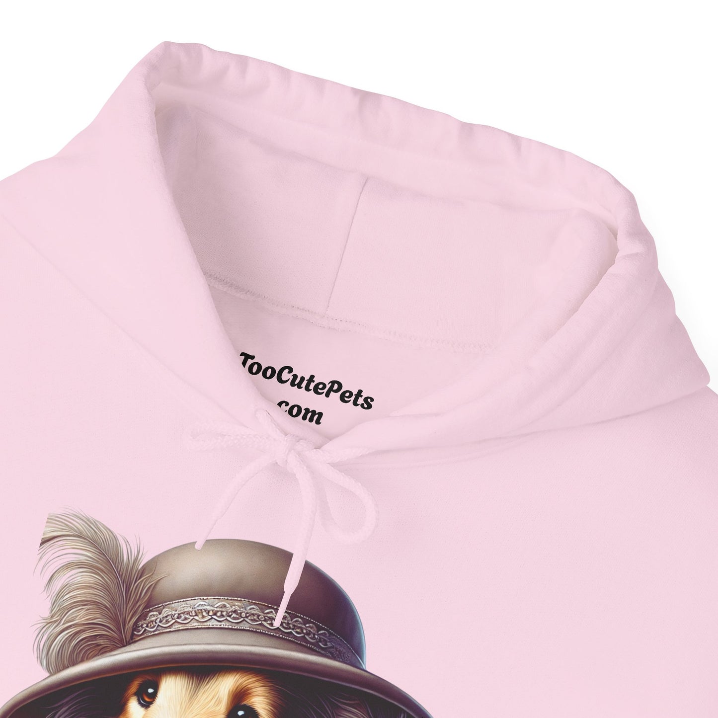 Collie Wearing Cloche Hat - Adult Hoodie - Too Cute Pets