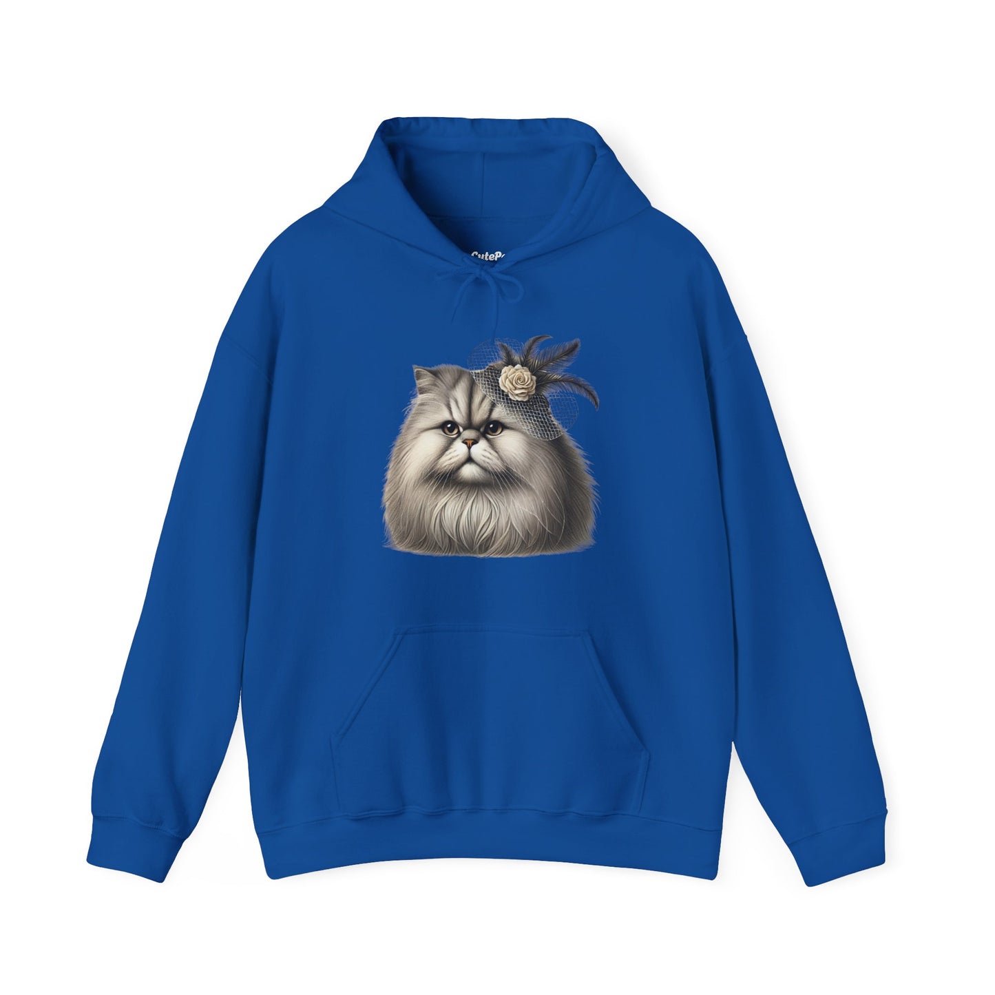 Persian Cat Wearing A Flower Fascinator - Adult Hoodie - Too Cute Pets