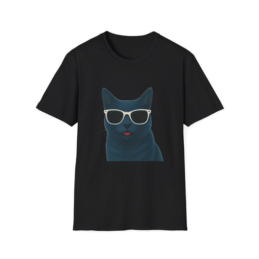 Russian Blue Cat Wearing Sunglasses - Adult T-Shirt