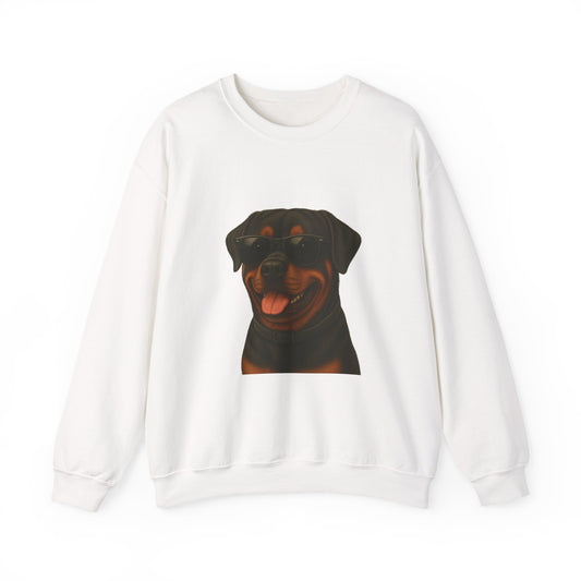 Rottweiler Wearing Sunglasses - Adult Crewneck Sweatshirt