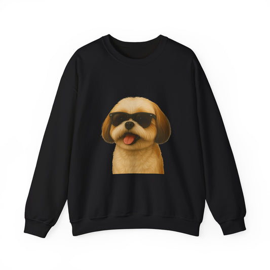 Shih Tzu Wearing Sunglasses - Adult Crewneck Sweatshirt