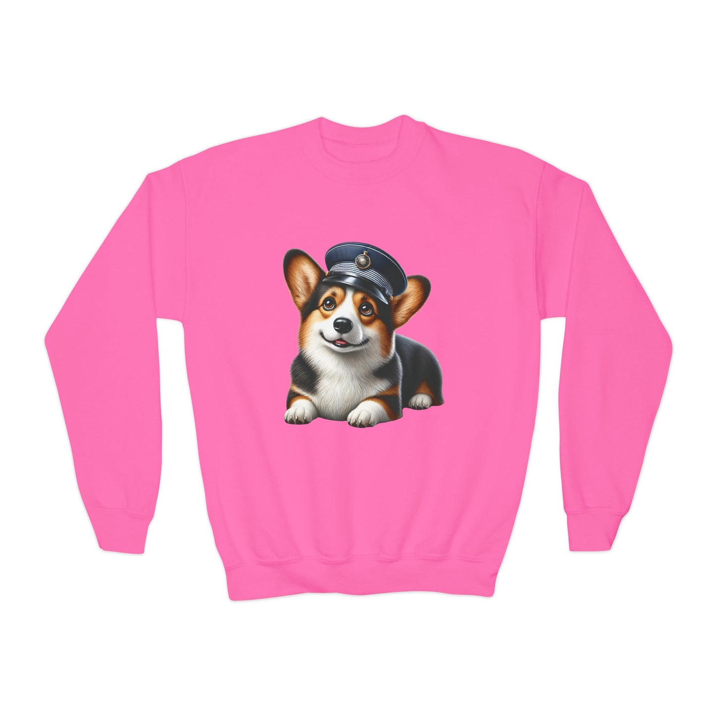 Corgi Wearing Conductor Hat - Youth Sweatshirt - Too Cute Pets Clothing Line