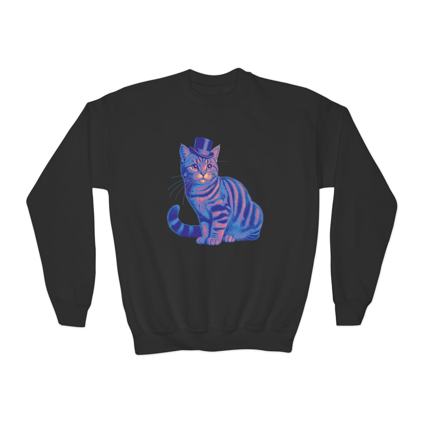 Tabby Wearing Top Hat (Multi-color) - Youth Sweatshirt - Too Cute Pets Collection