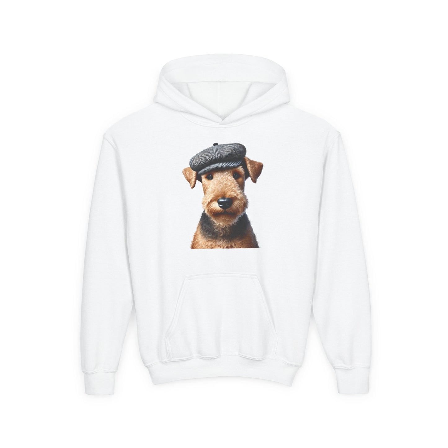 Airedale Terrier in Tweed Flat Cap – Youth Hoodie