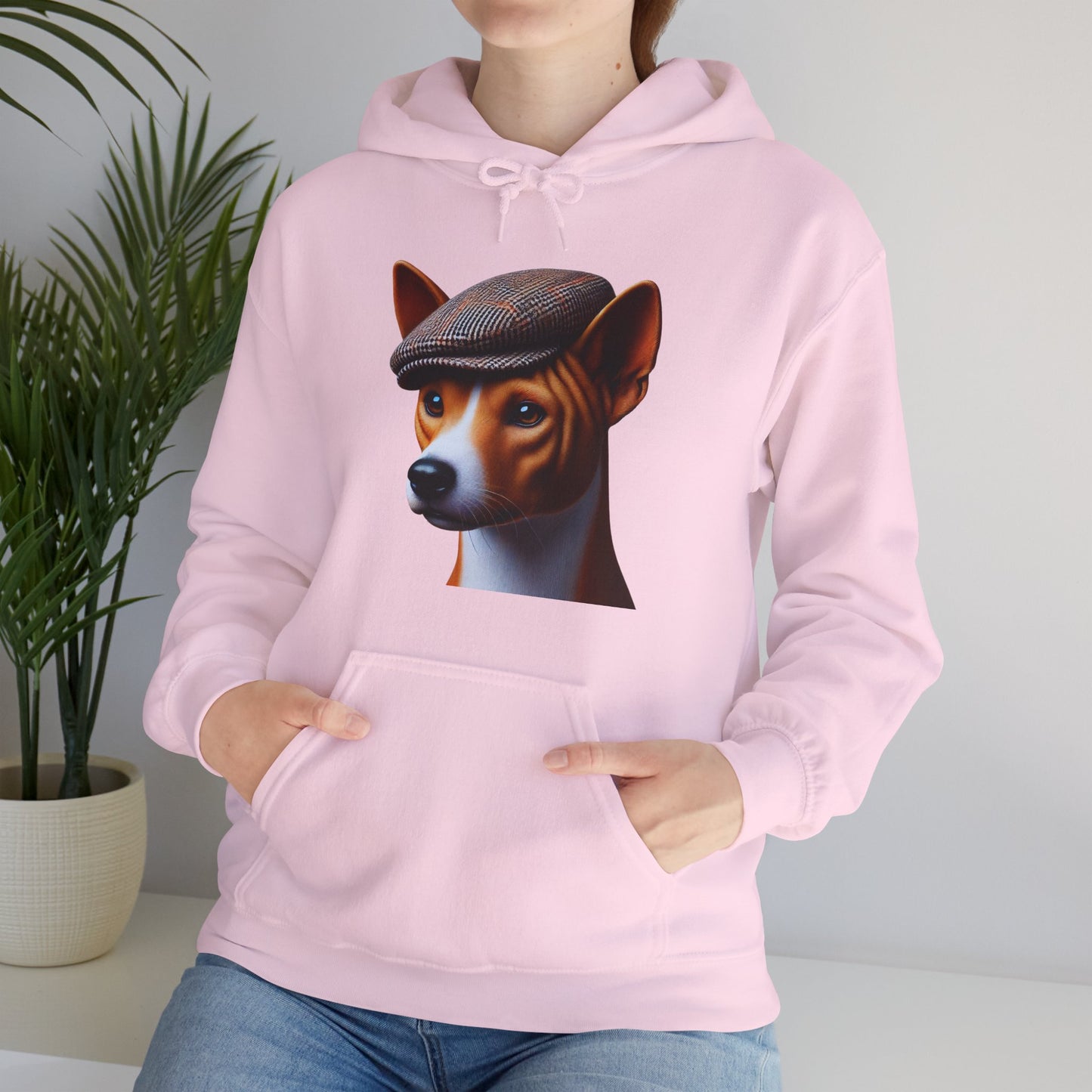 Basenji Wearing Tweed Flat Cap - Adult Hoodie - Too Cute Pets