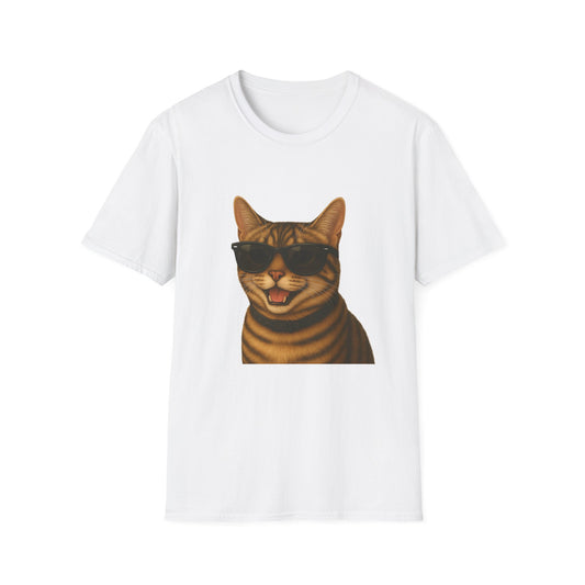 Tabby Cat Wearing Sunglasses - Adult T-Shirt