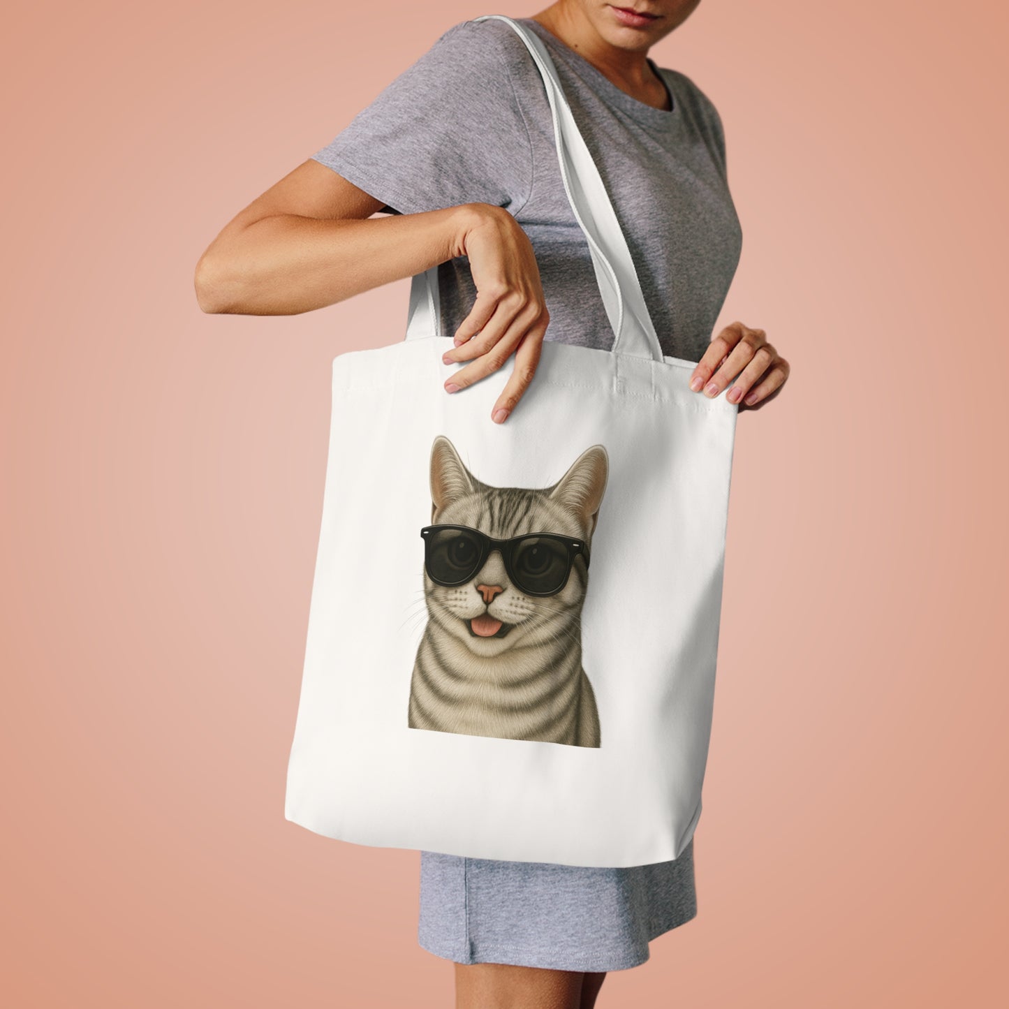 American Shorthair Silver Tabby Wearing Sunglasses Cotton Tote Bag