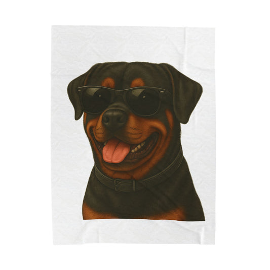 Rottweiler Wearing Sunglasses - Sherpa Blanket
