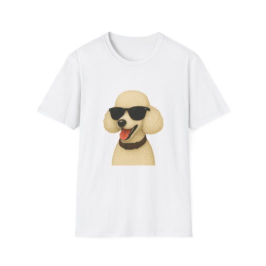 White Poodle Wearing Sunglasses - Adult T-Shirt