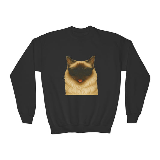 Ragdoll Cat Wearing Sunglasses - Youth Crewneck Sweatshirt